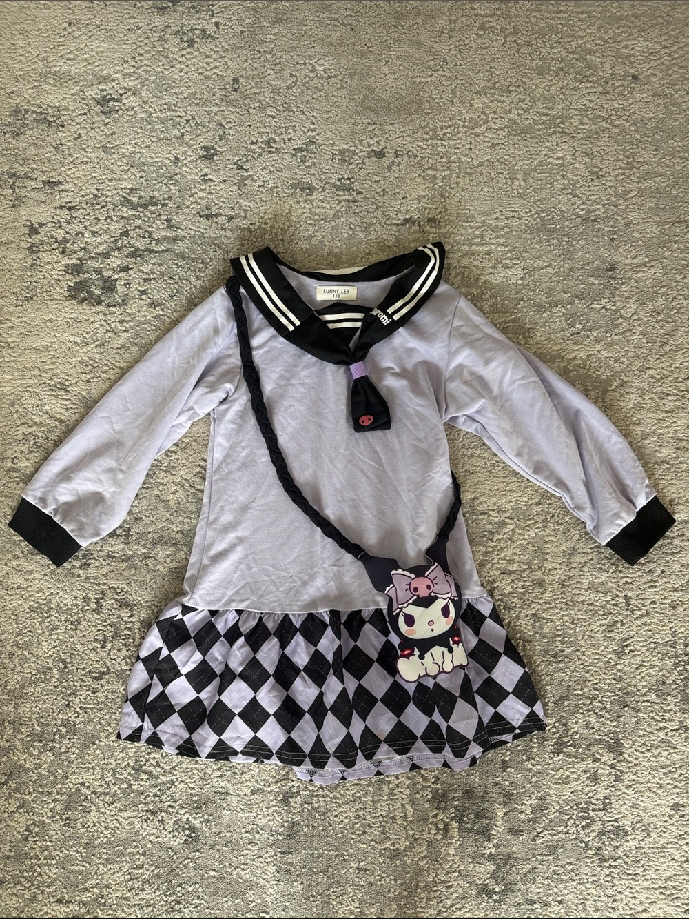 Sunny Leigh Lavender and Black Sailor Harlequin Costume Dress with Bag